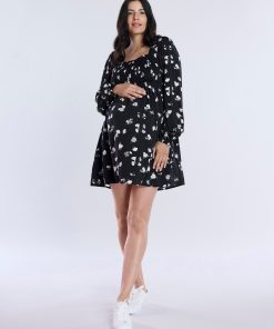 Long Sleeve Smocked Babydoll Dress
