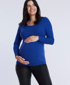 Long Sleeve Rib Knit Square Neck Tee