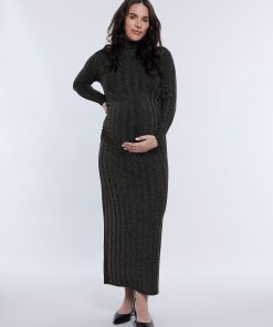 Long Sleeve Bodycon Maxi Dress in Lurex Knit