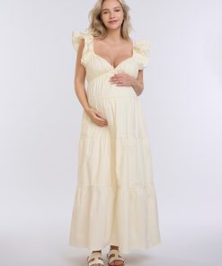 Empire Ruffle Sleeve Maxi Dress