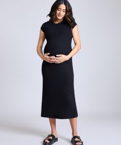 Ribbed Raglan Midi Dress